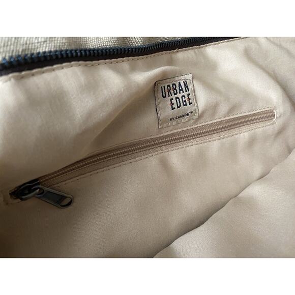 Urban Edge By Canyon Outback Tan Linen Cotton Leather Tote Travel Bag - Picture 15 of 16